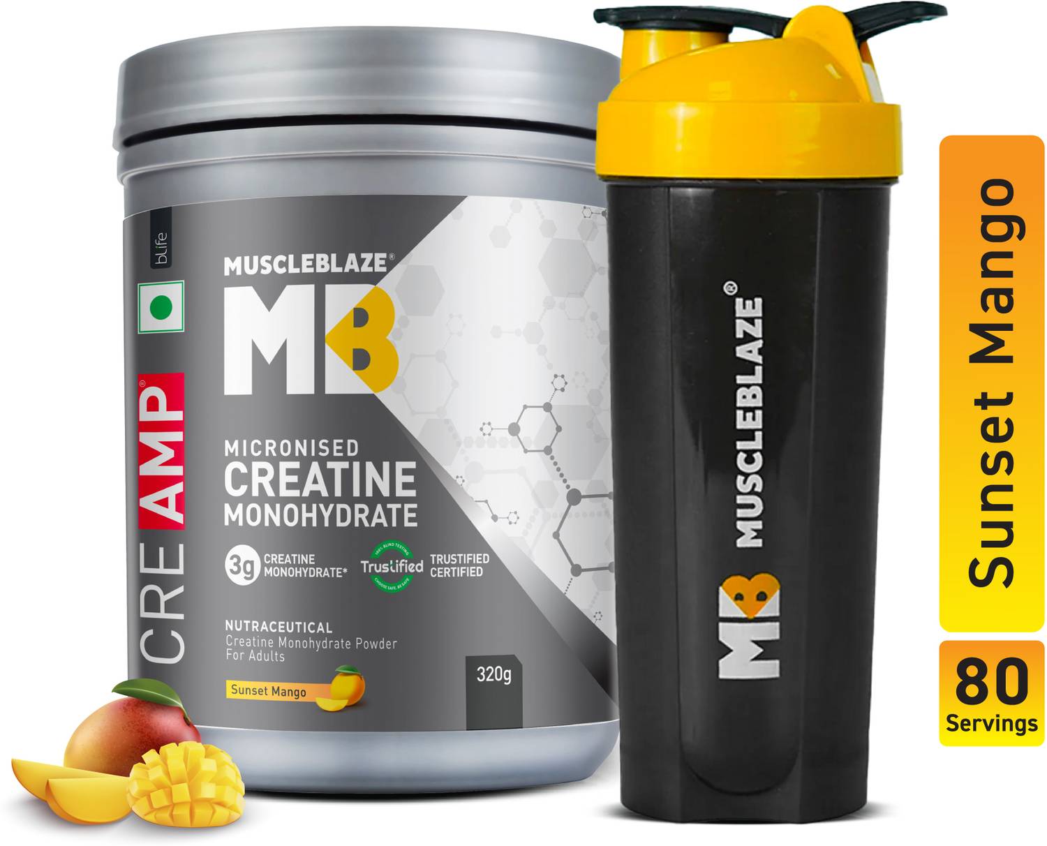MUSCLEBLAZE Micronised Creatine Monohydrate Powder with Shaker