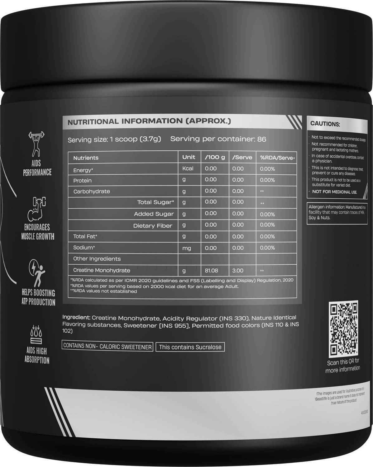BeastLife Creatine Monohydrate 86 Servings - Image 5