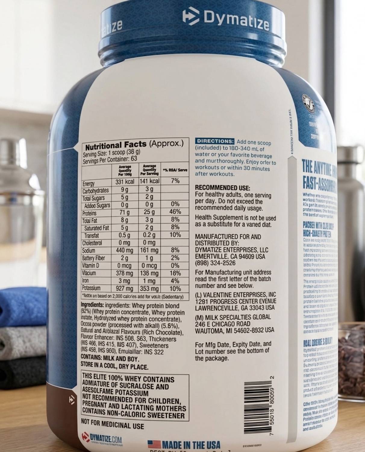 DYMATIZE Elite 100% Whey Protein Rich Chocolate 5LB 2.27 kg - Image 4