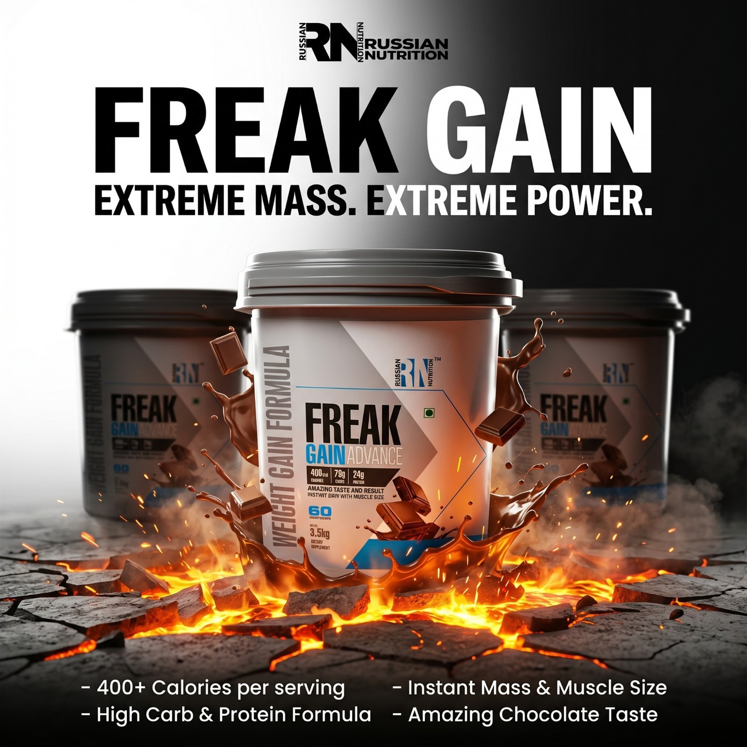 Image of PROTEINFARM FREAK GAIN ADVANCE Weight Gainer | 24g Protein Weight Gainers /Mass Gainers