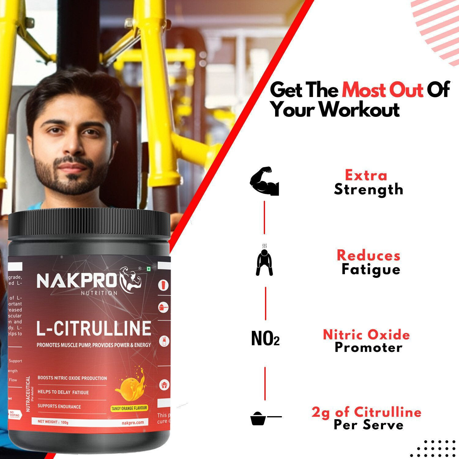 Image of Nakpro Pure L-Citrulline Powder Jar, Boosts Nitric Oxide | Muscle Strength & Endurance EAA (Essential Amino Acids)