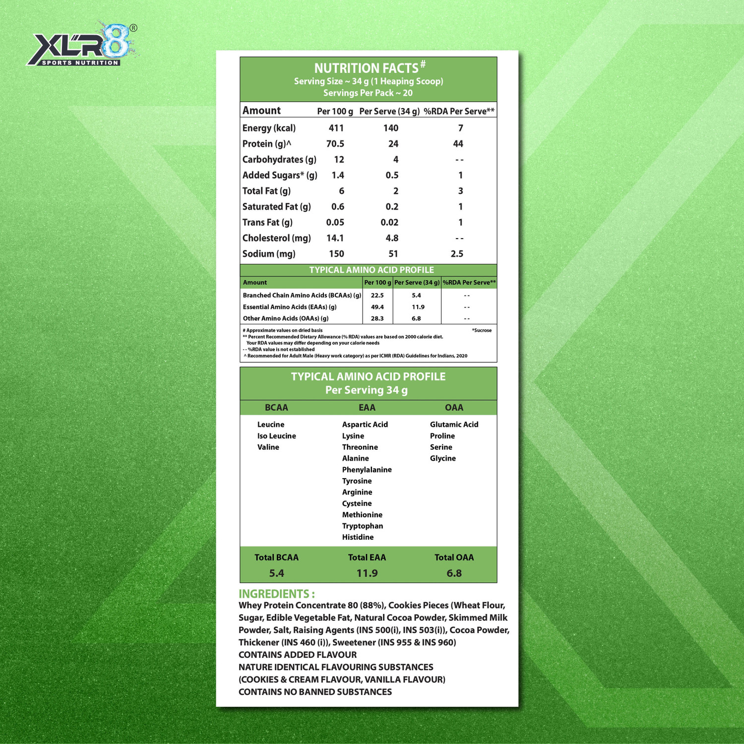 Image of XLR8 Whey Protein with 24 g and 5.4 g BCAA Whey Protein