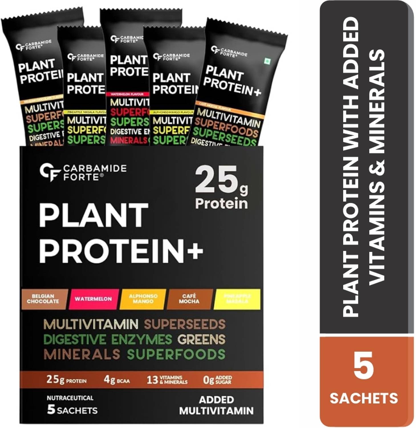 CARBAMIDE FORTE Plant Protein Powder Sachet With Added Multivitamin | Supports Muscle Growth Plant-Based Protein