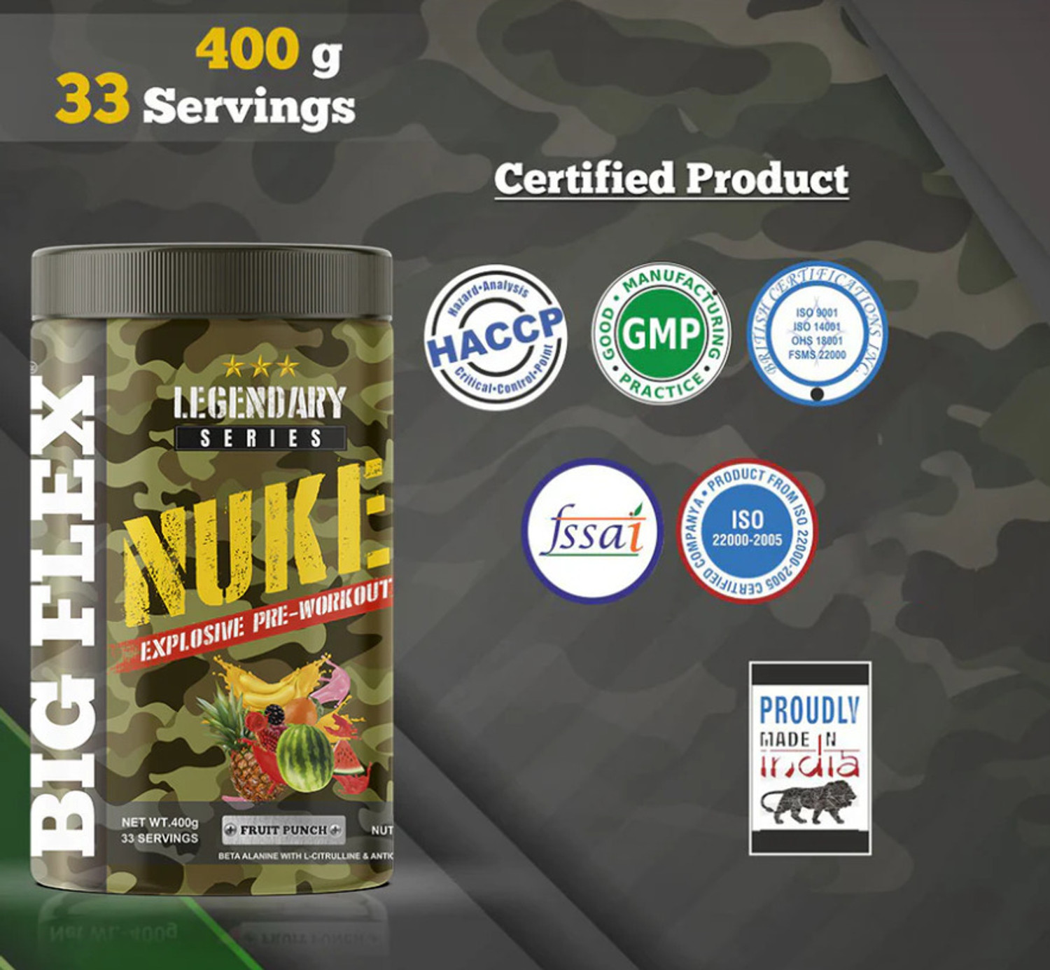 Image of Bigflex Nuke Pre-Workout (FRUIT PUNCH) Creatine