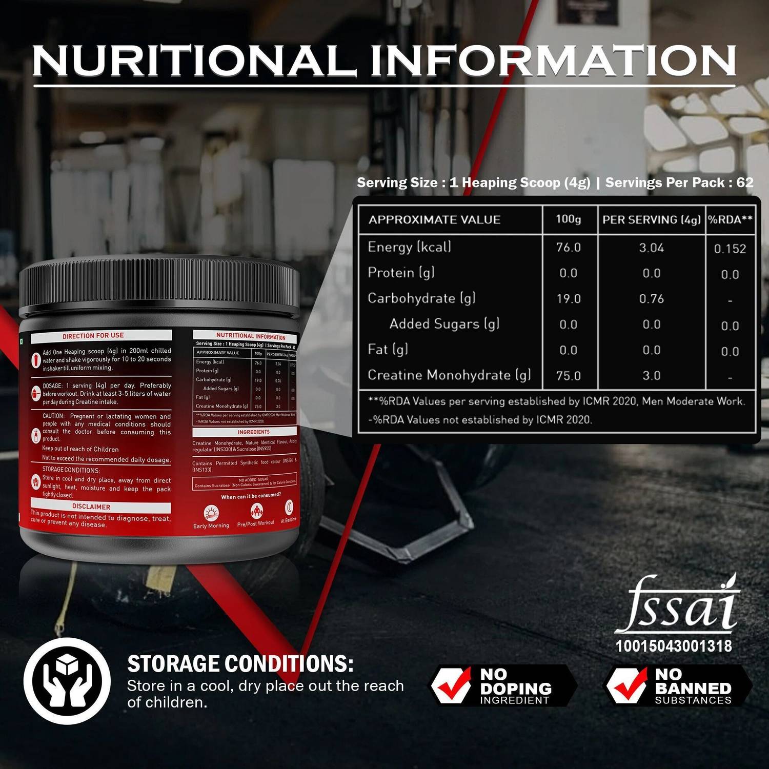 Nakpro Micronized Creatine Monohydrate Jar - Image 3
