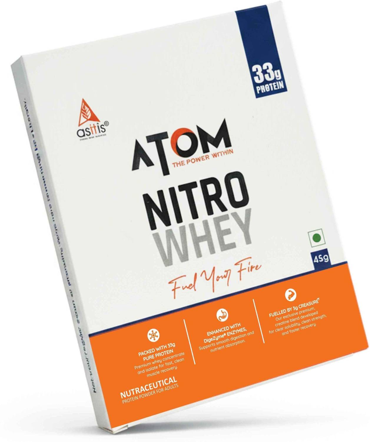 AS-IT-IS Nutrition ATOM Nitro Whey Protein with CREASURE® & DigeZyme®, Easy Carry No Excuse Sachet Whey Protein
