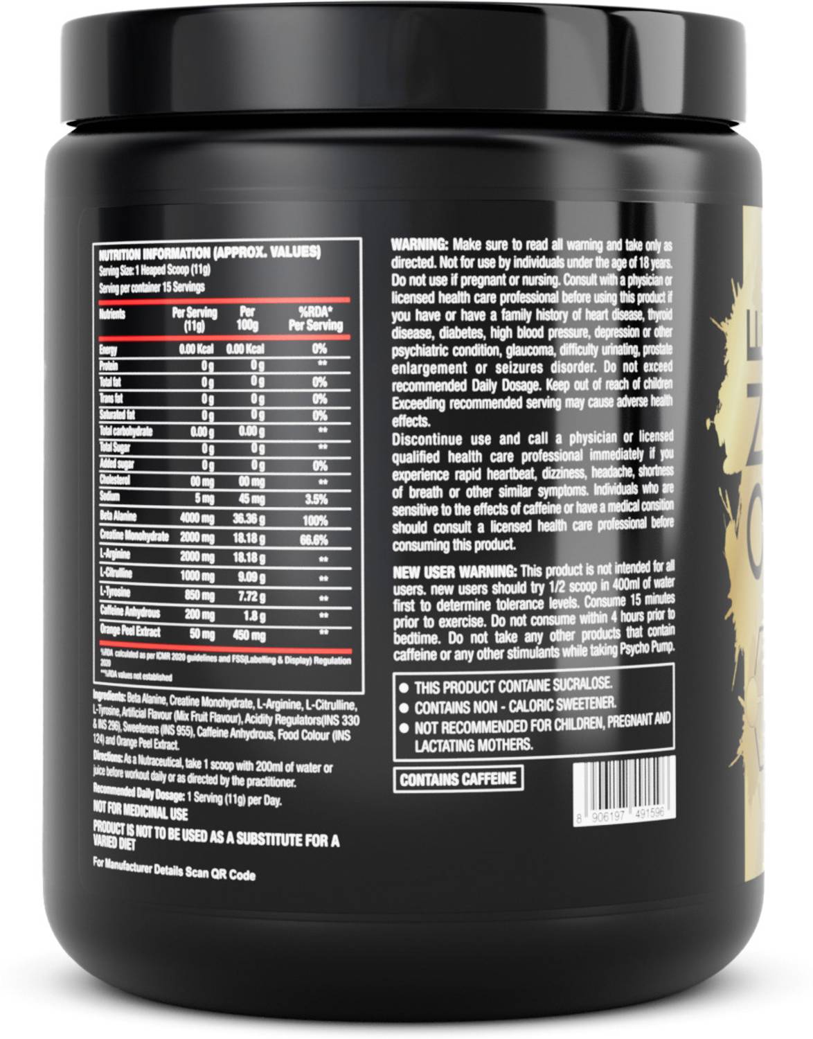 One Science Nutrition Psycho Pump Extreme Pre Workout Powder 15 - Image 2