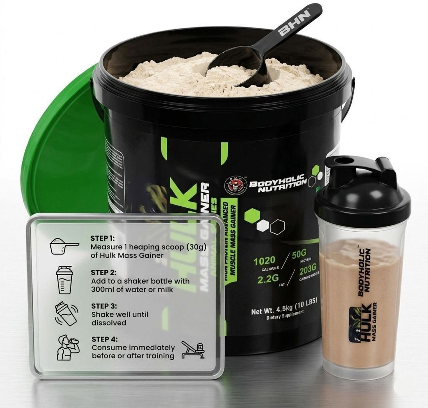 Image of BN BAGRI NUTRITION Nutrition Hulk Mass Gainer & Hulk Muscle Mass Gainer (11lbs) Weight Gainers /Mass Gainers