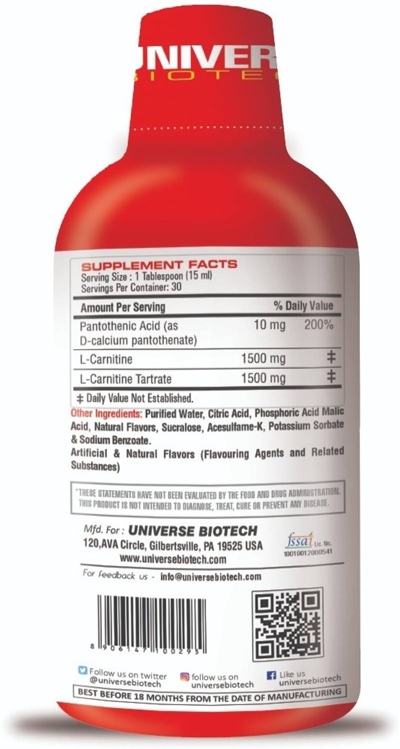 Eligator UNIVERSE BIOTECH L-CARNITINE 3000 MG 30 SERVING ( 450 ml ) Protein  Shake Price in India - Buy Eligator UNIVERSE BIOTECH L-CARNITINE 3000 MG 30  SERVING ( 450 ml ) Protein Shake online at Flipkart.com