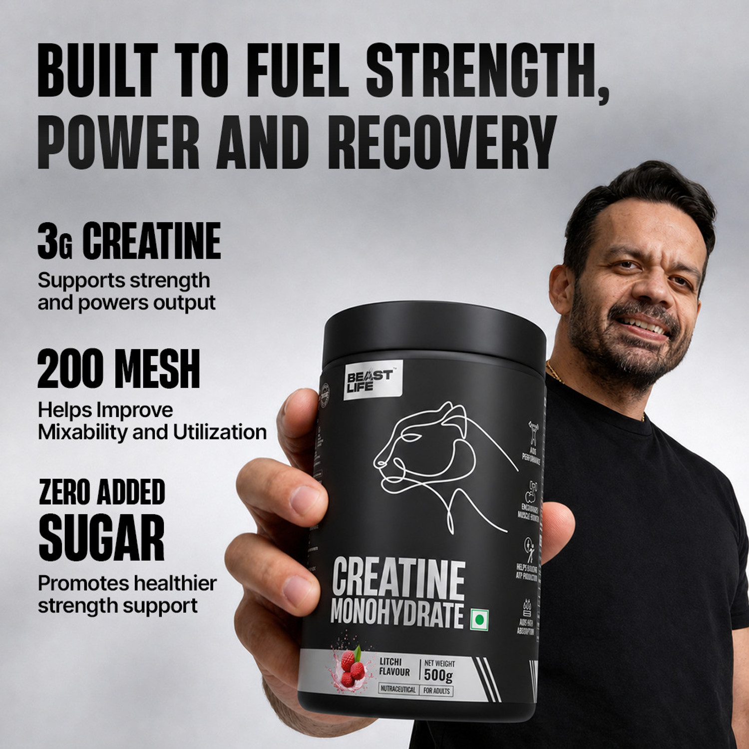 Image of BeastLife Creatine Monohydrate | 166 Servings | Micronised Creatine| NABL Lab Tested Creatine