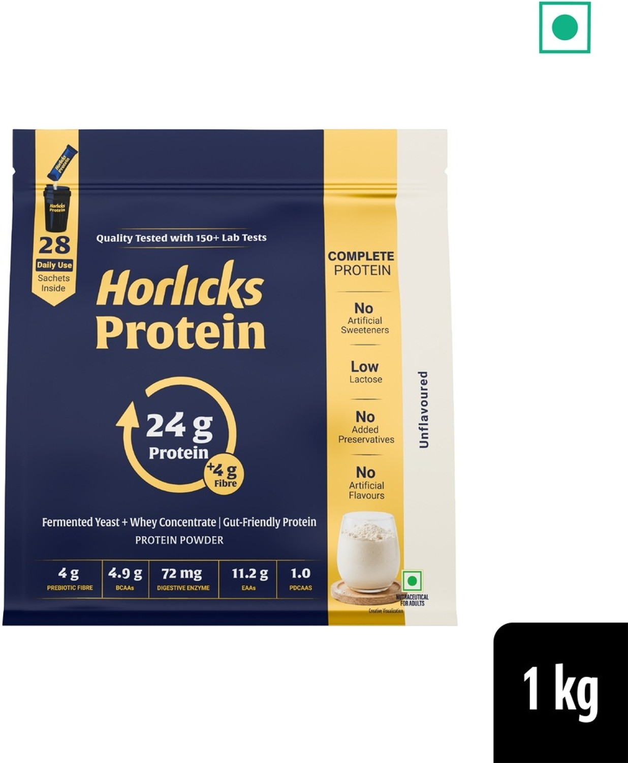 Image of HORLICKS Protein Powder|Unflavoured|Fermented Yeast Isolate & Whey|24 g Protein|4 g Fibre Yeast Protein