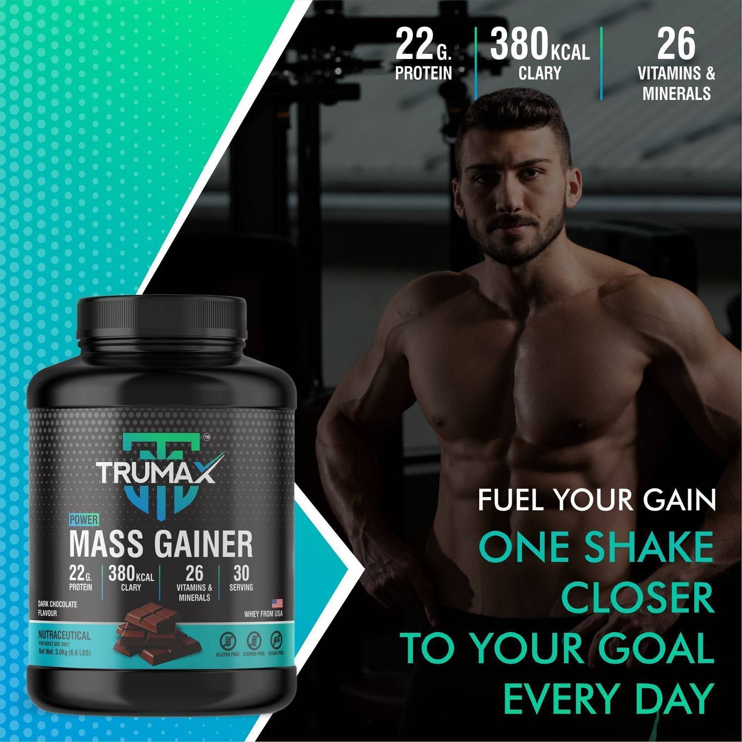 TRUMAX Power Mass Gainer 3kg with Creatine 100gm - Image 4
