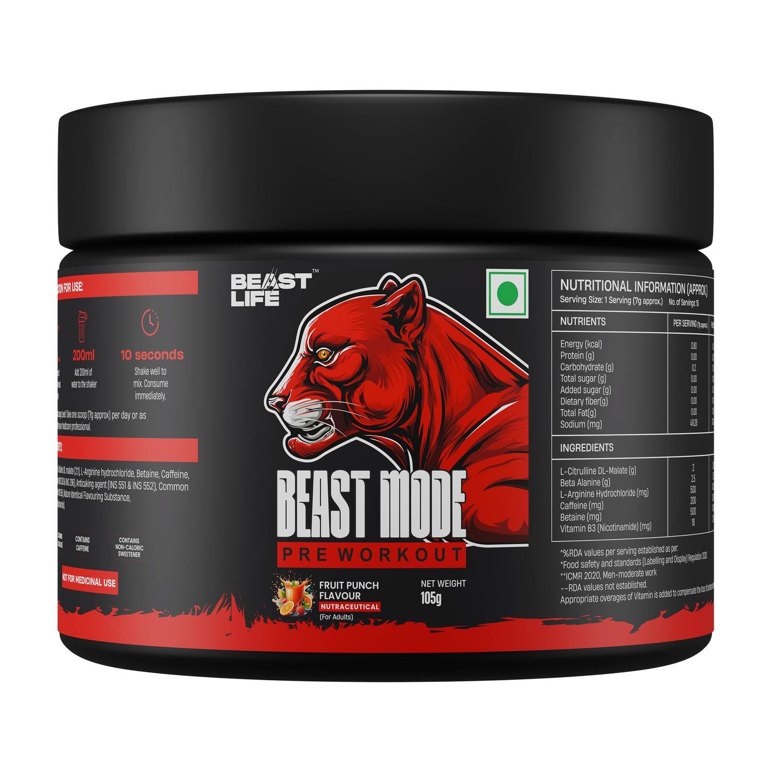 BeastLife Pre- Workout | For Pump, Focus, Energy, Strength & Endurance Pre Workout