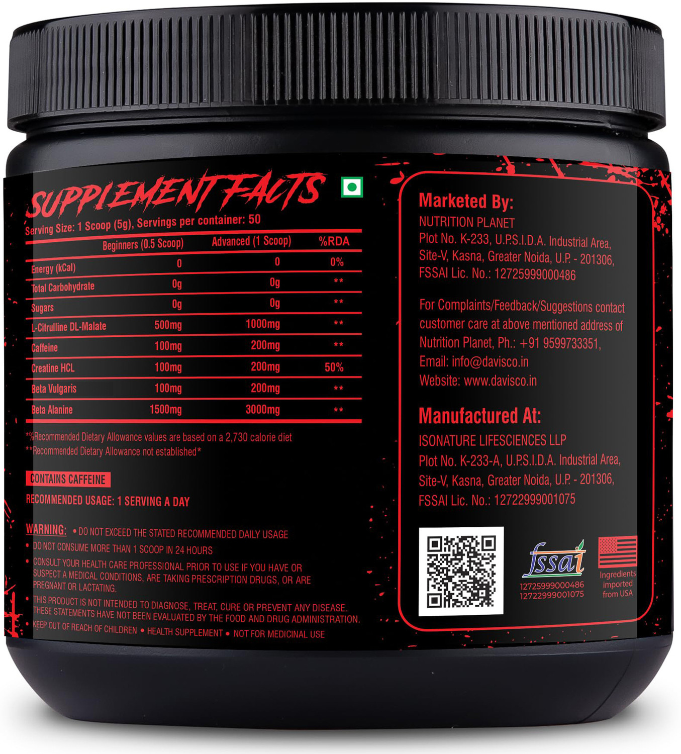 Image of Nutrition Planet Blood Shower Preworkout, 50 Servings Pre Workout