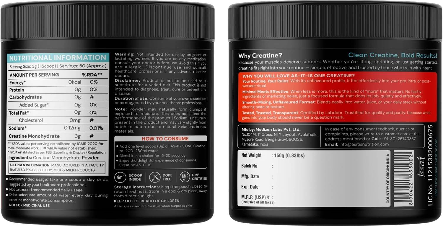 AS-IT-IS Nutrition Creatine Monohydrate 150g - Image 3