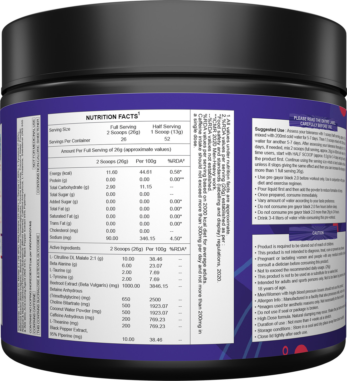 Image of gayor essentials Pre Gayor Black 2.0 Optimally Dosed Advanced High-Stim Energy with Pumps Focus Pre Workout