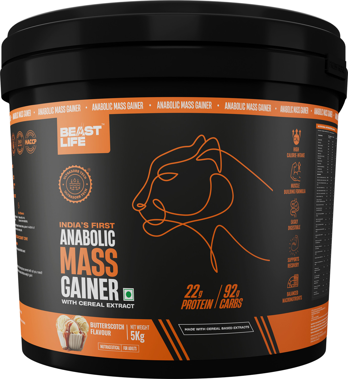 Image of BeastLife High Rich Protein Gainer - No Maltodextrin Weight Gainers /Mass Gainers