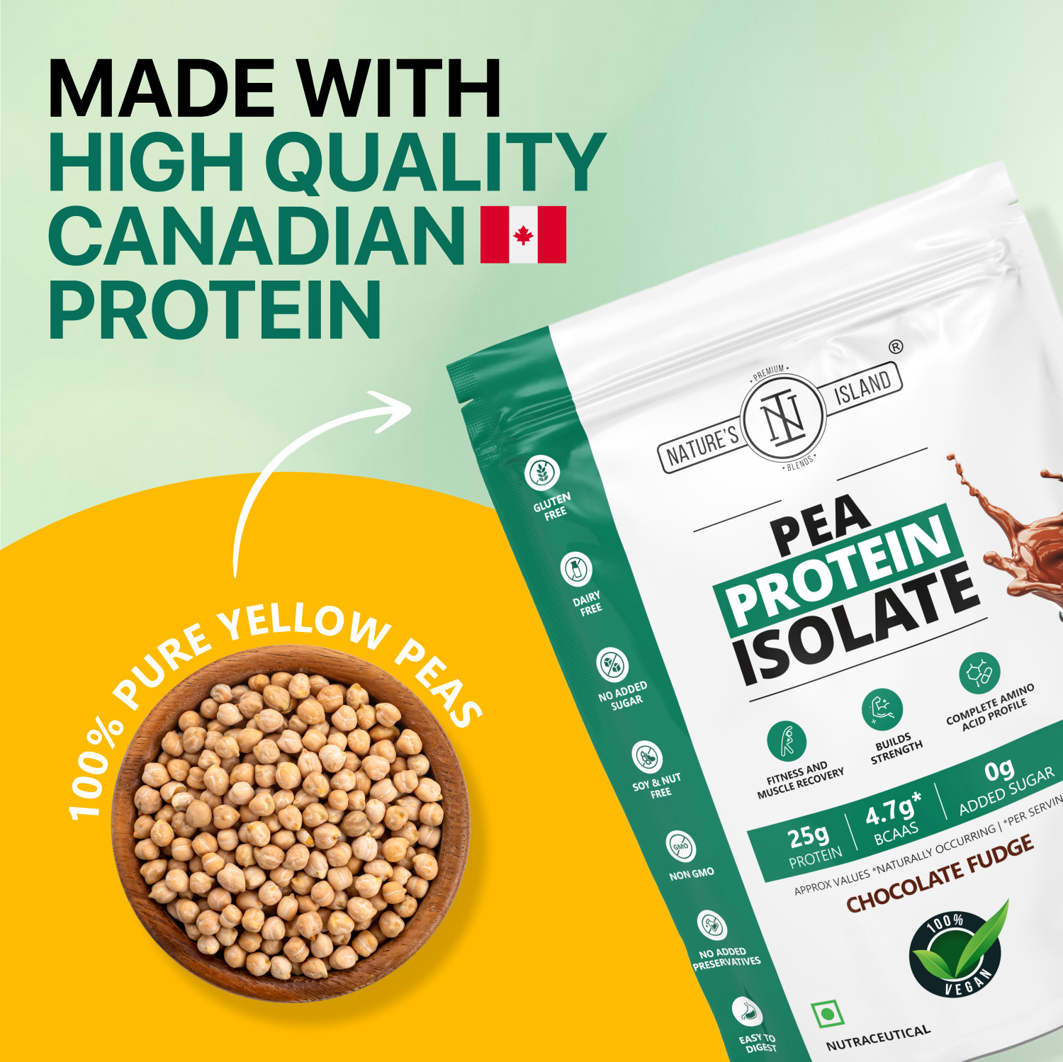 Image of Nature's island Plant Plant-Pea Protein Isolate Unflavoured (27G Protein, 4.7G BCCAs,ZERO Sugar) Plant-Based Protein