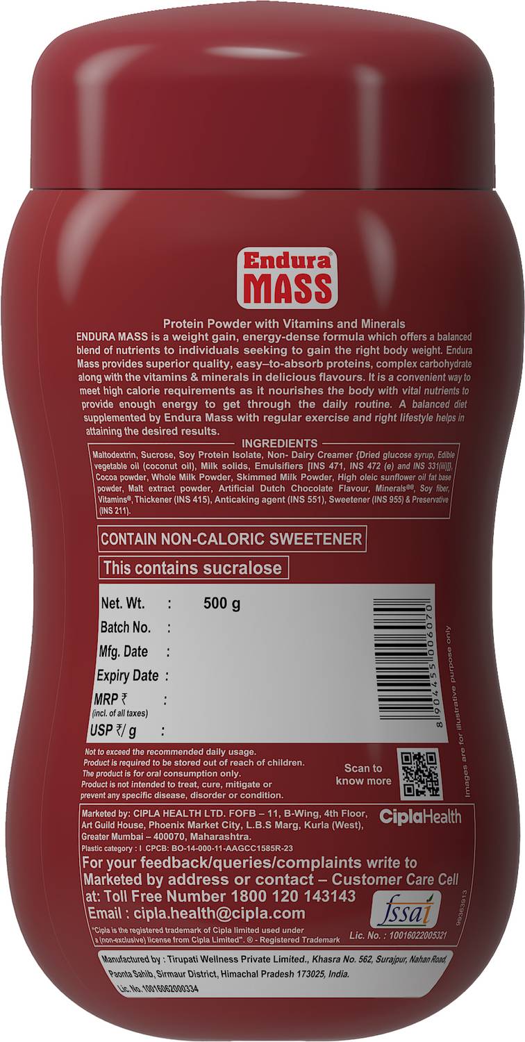 Endura Mass Weight Gainers/Mass Gainers 500 g - Image 2