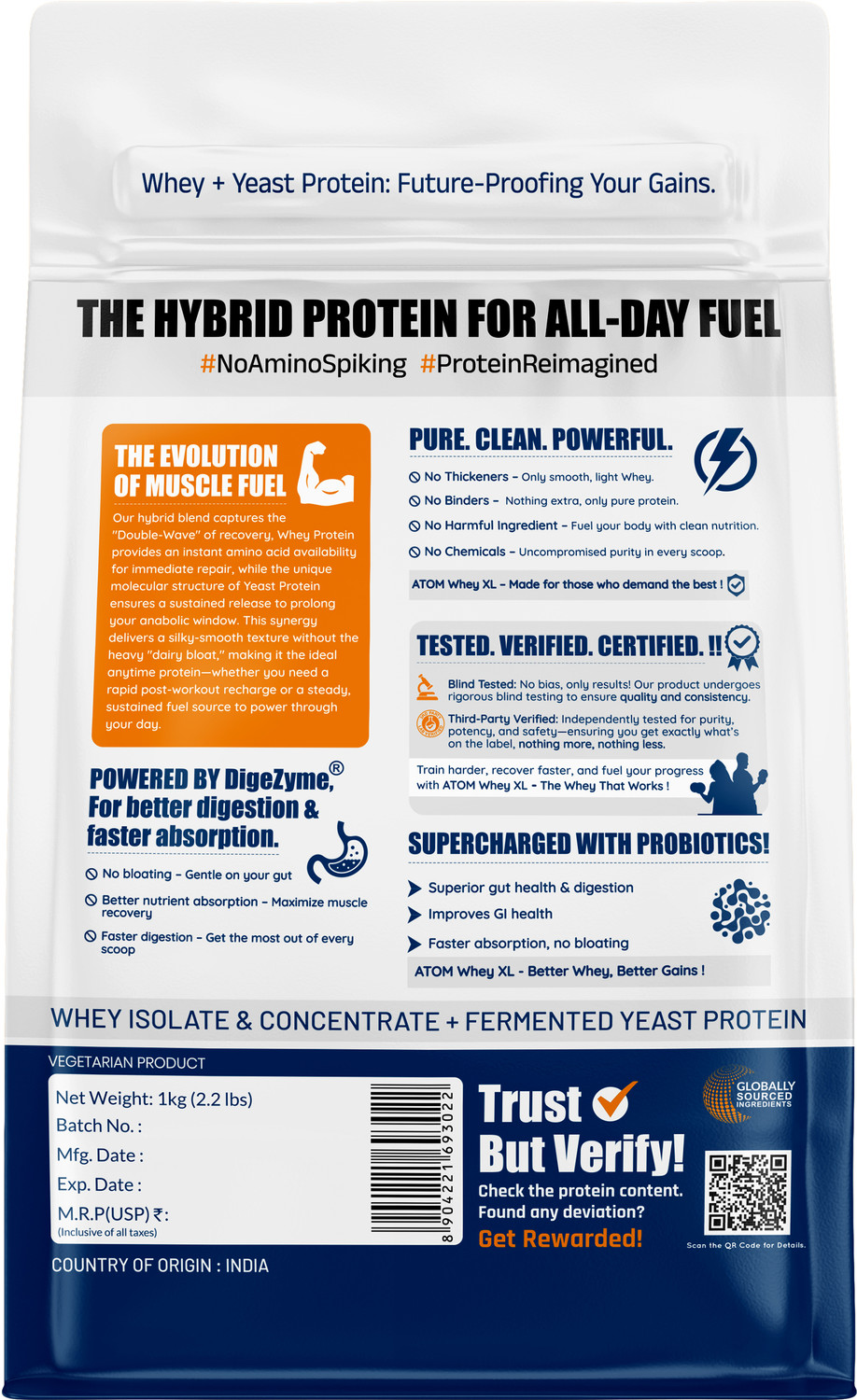 Image of AS-IT-IS Nutrition ATOM Whey Protein XL with Yeast Protein - Supports Recovery & Strength Whey Protein