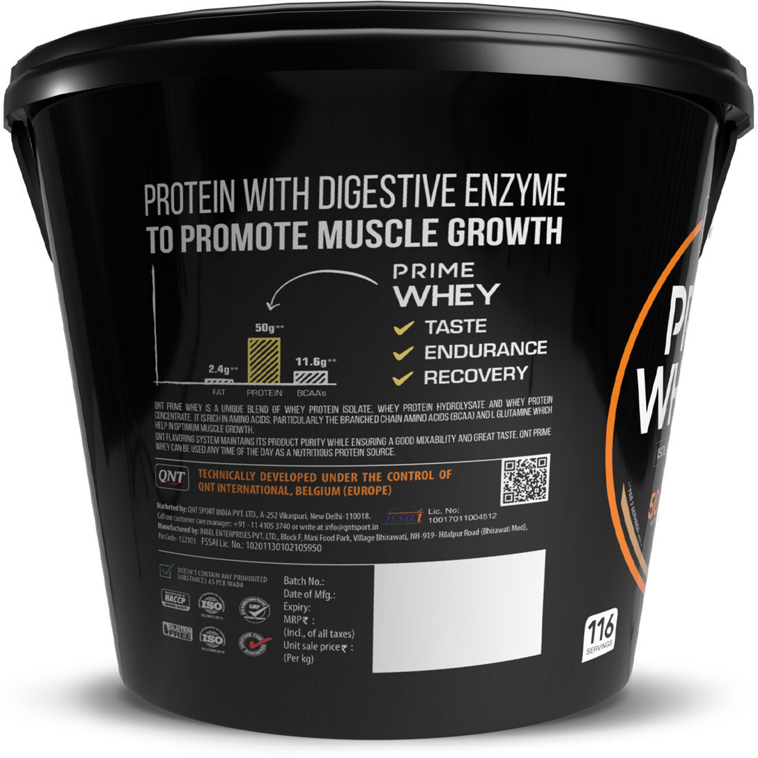 Image of QNT Prime Whey, 100% Whey Protein with whey Isolate, 4kg, Coffee Flavour Whey Protein
