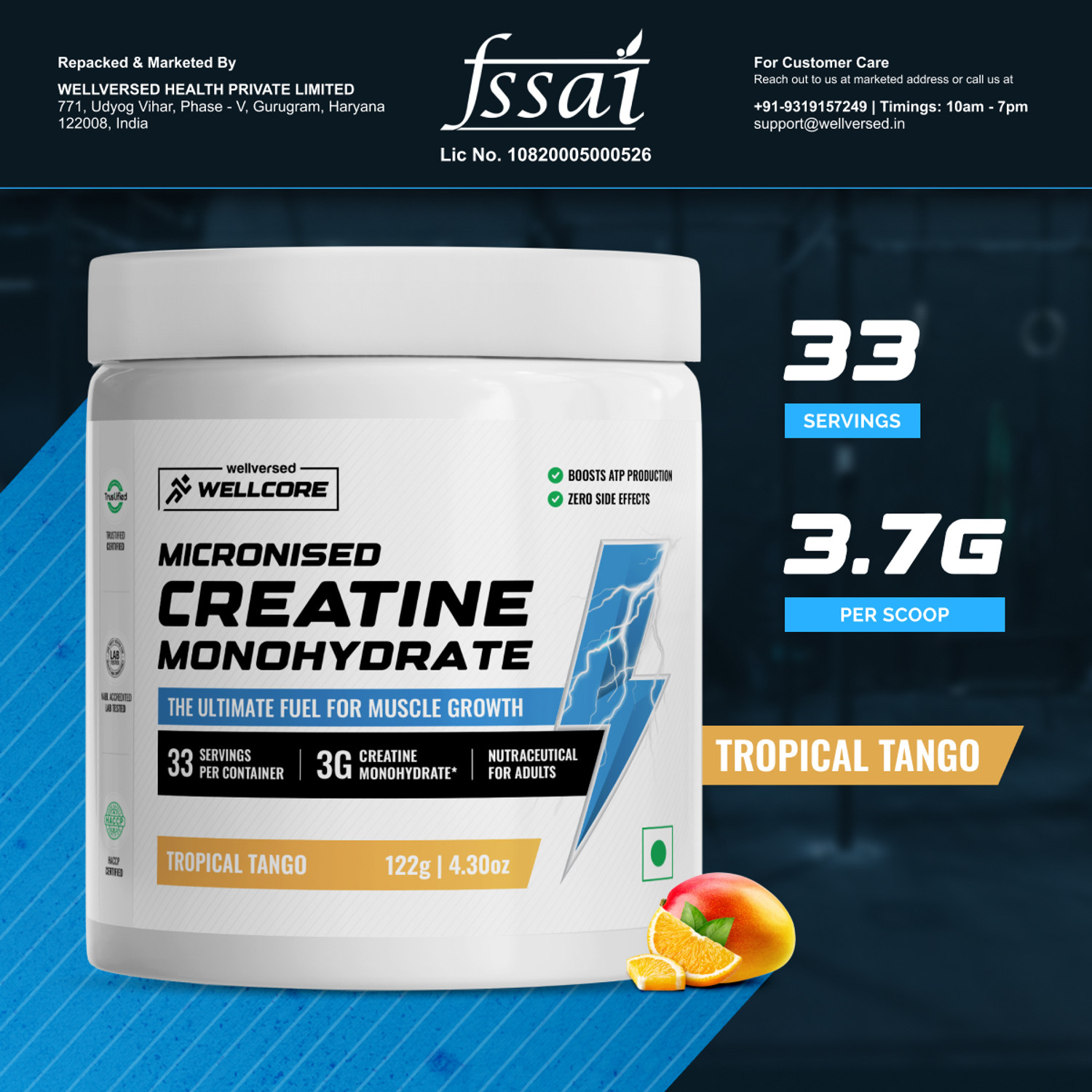 Image of Wellcore Micronised Creatine Monohydrate + Steel Shaker | Trustified Certified Creatine Creatine