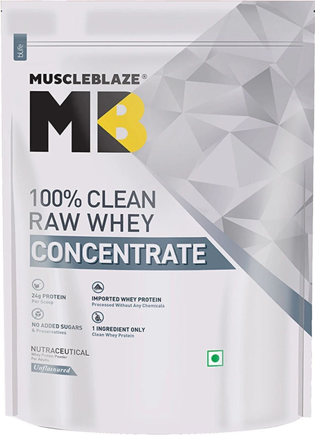 Image of MUSCLEBLAZE 100% Clean Raw Concentrate | 24g Protein per Scoop | Easy to Digest Whey Protein