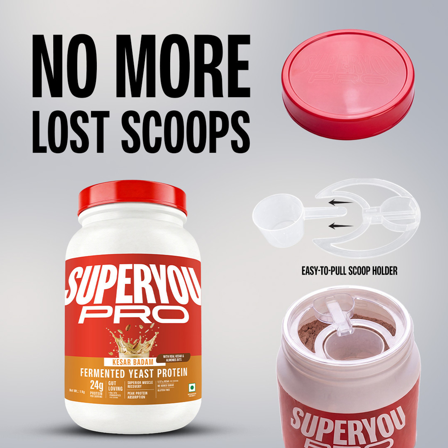 Image of SUPERYOU Pro Fermented Yeast Protein, 24g Protein Gut Friendly, Superior Muscle Recovery Yeast Protein