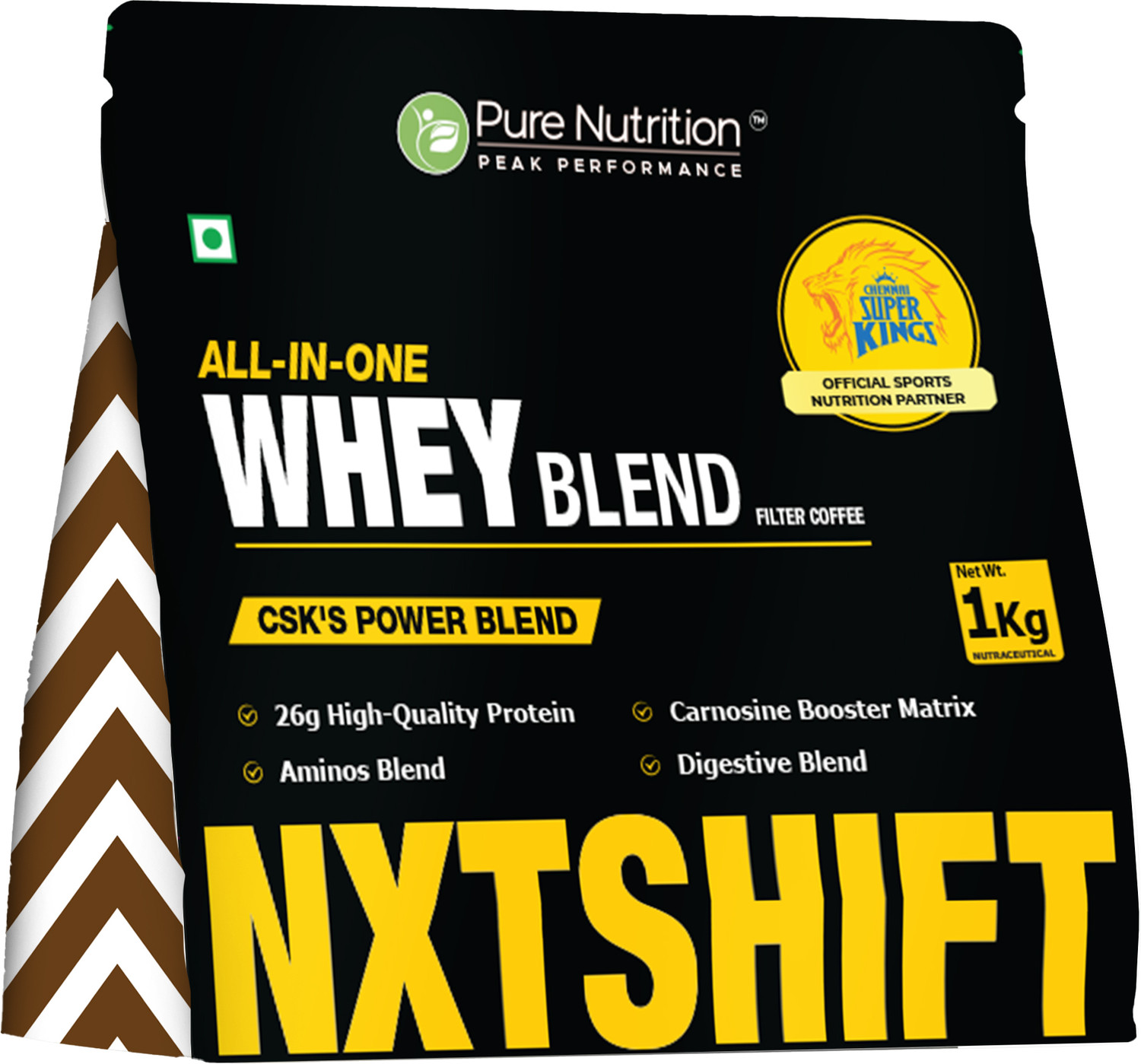 Image of Pure Nutrition NXTSHIFT CSK All-in-One Whey Protein Blend - 26g Protein Filter Coffee Protein Blends