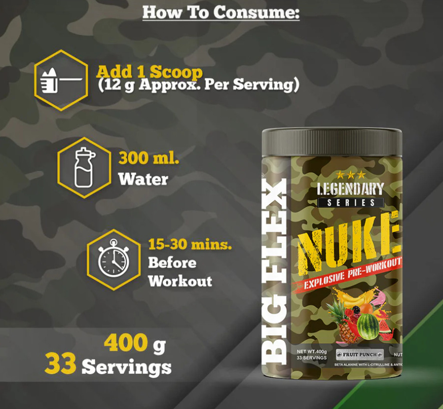 Image of Bigflex Nuke Pre-Workout (FRUIT PUNCH) Creatine