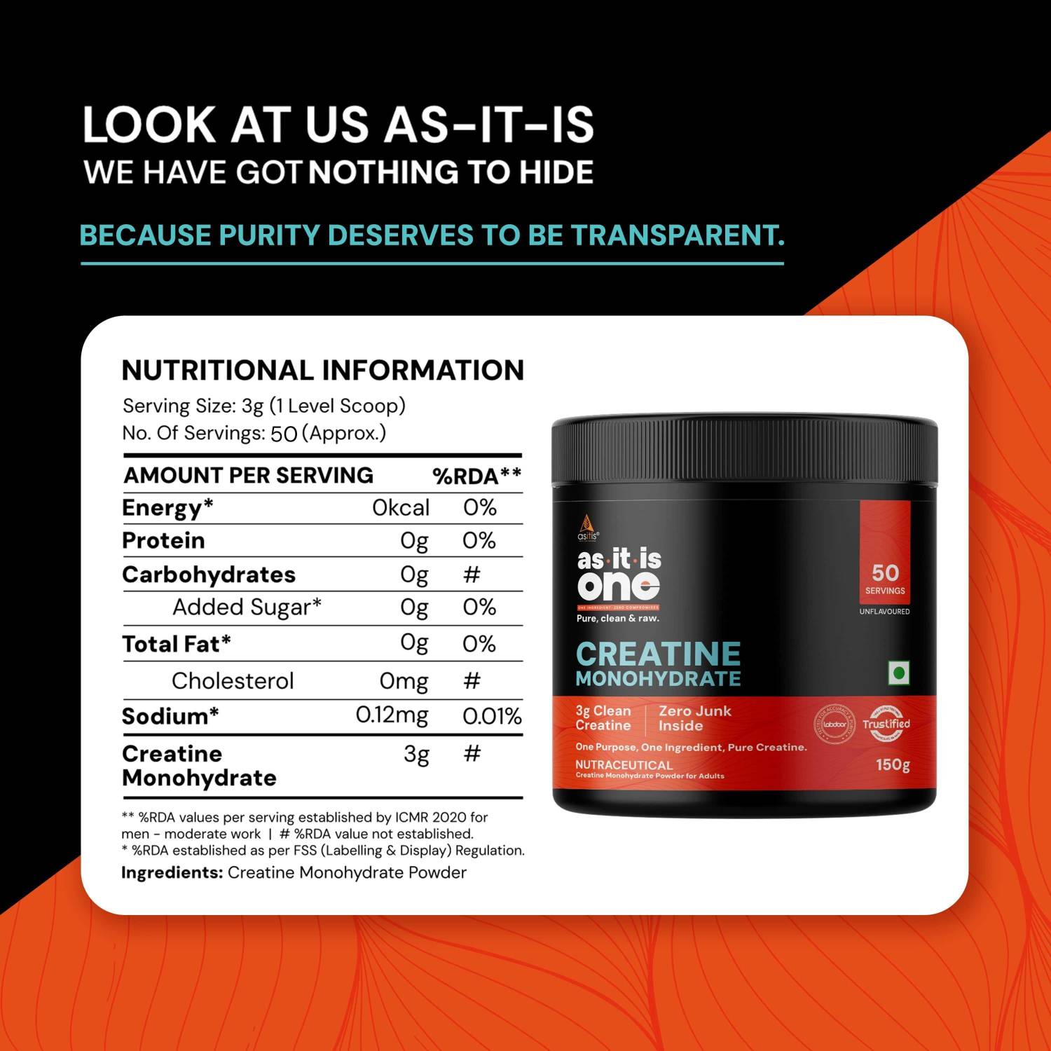 AS-IT-IS Nutrition Creatine Monohydrate 150g - Image 5