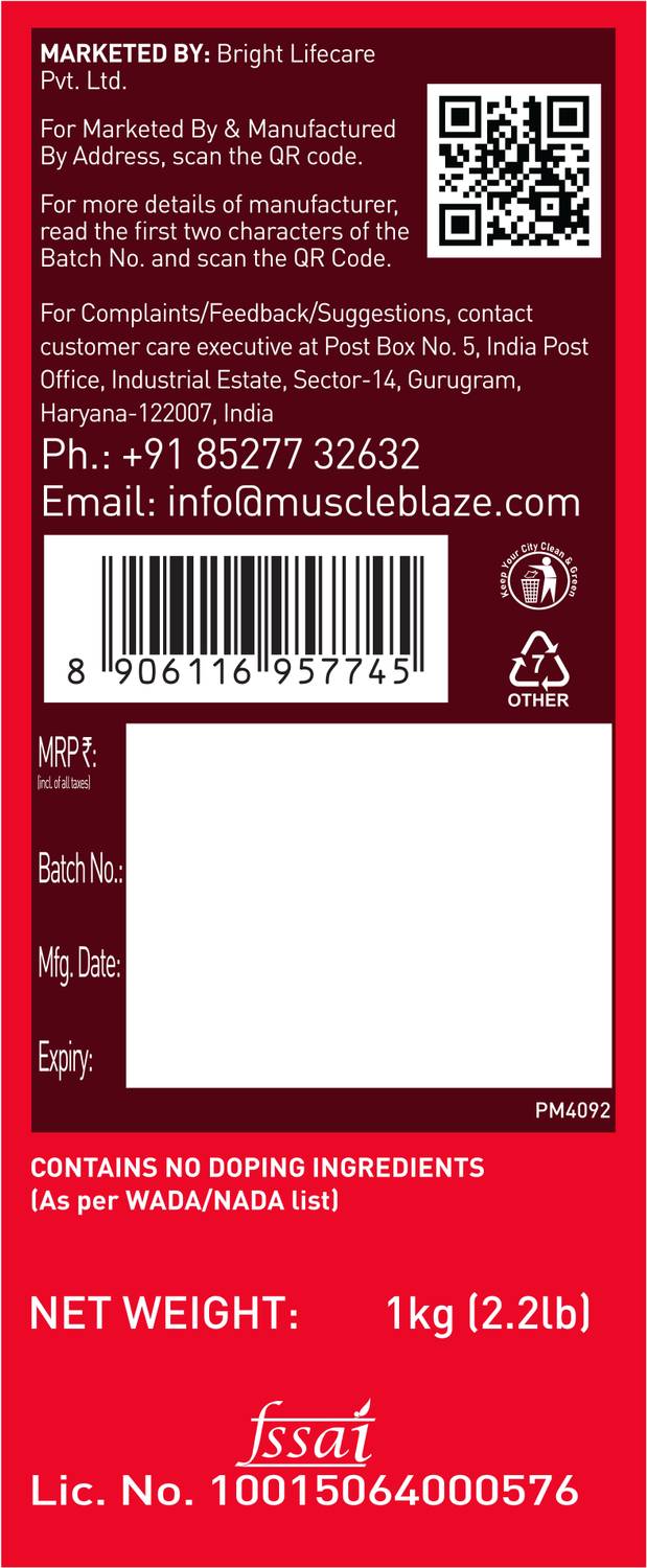 MUSCLEBLAZE Super Black Weight Gainer 1 kg - Image 4