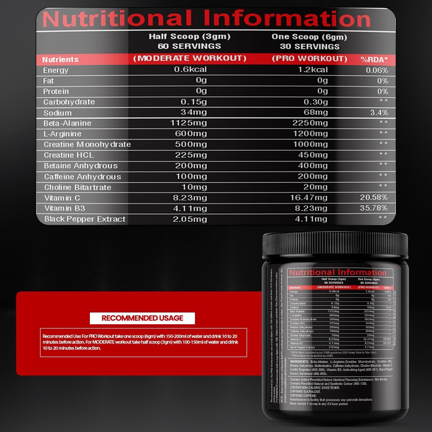 Image of MUSCLEBOLT Beginners Pre-Workout Supplement Creatine Monohydrate,Beta-Alanine,30 Servings Pre Workout