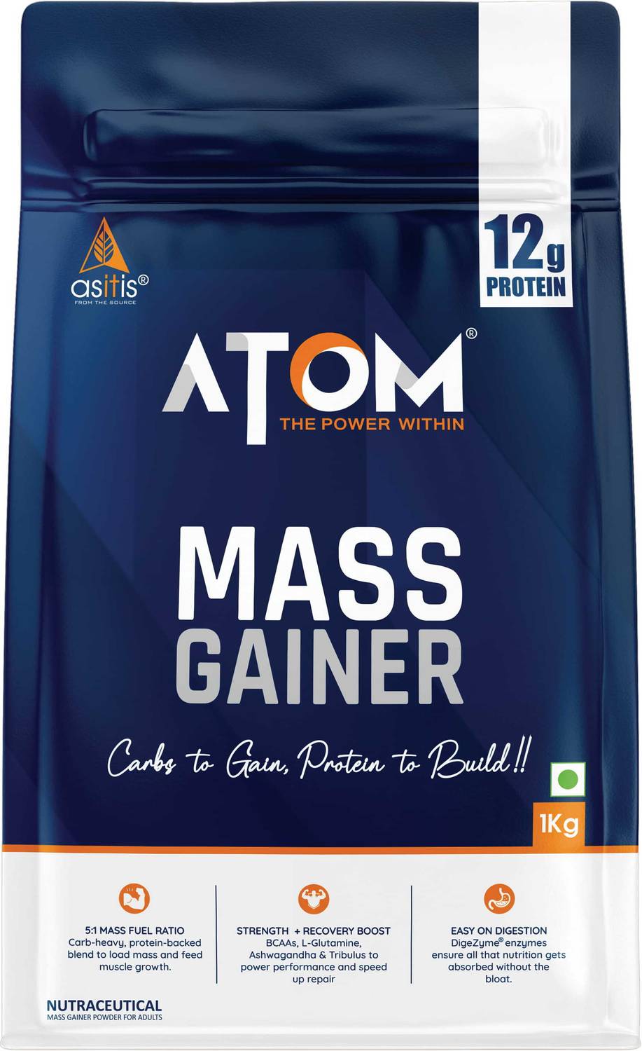 AS-IT-IS ATOM Mass Gainer 1 Kg Banana Flavour - Image 1