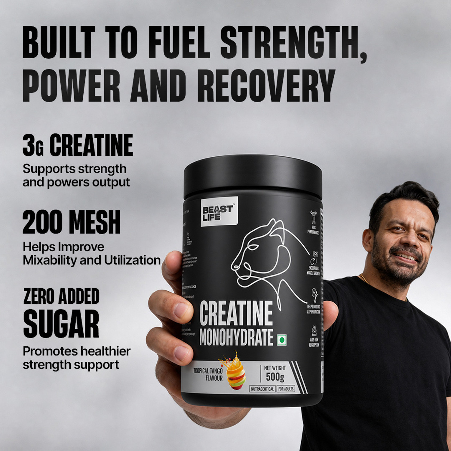 Image of BeastLife Creatine Monohydrate | 166 Servings | Micronised Creatine| NABL Lab Tested Creatine