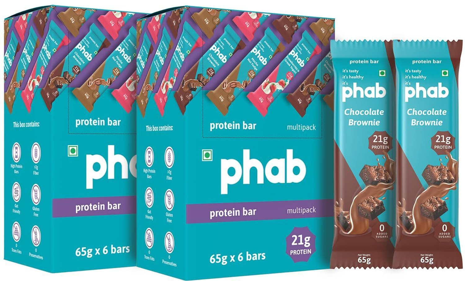 Image of Phab 21G Protein Bars (Pack Of 12), No Added Sugar Gluten-Free Protein Bar For Energy Protein Bars