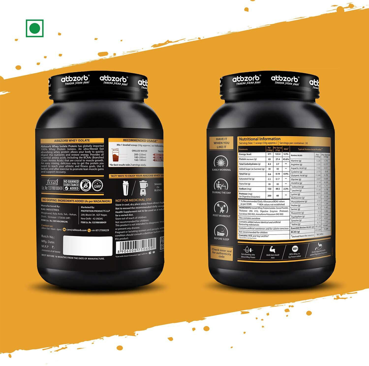 Image of Abbzorb Whey Isolate Chocolate Whey Protein