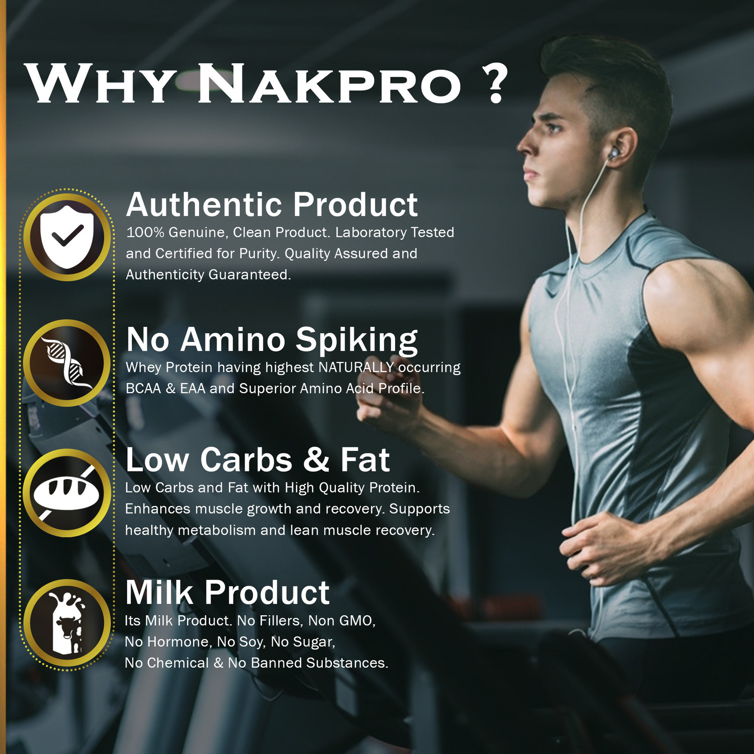 Image of Nakpro Gold Whey Protein Concentrate & Isolate | 25g Protein | Trustified Certified | Whey Protein