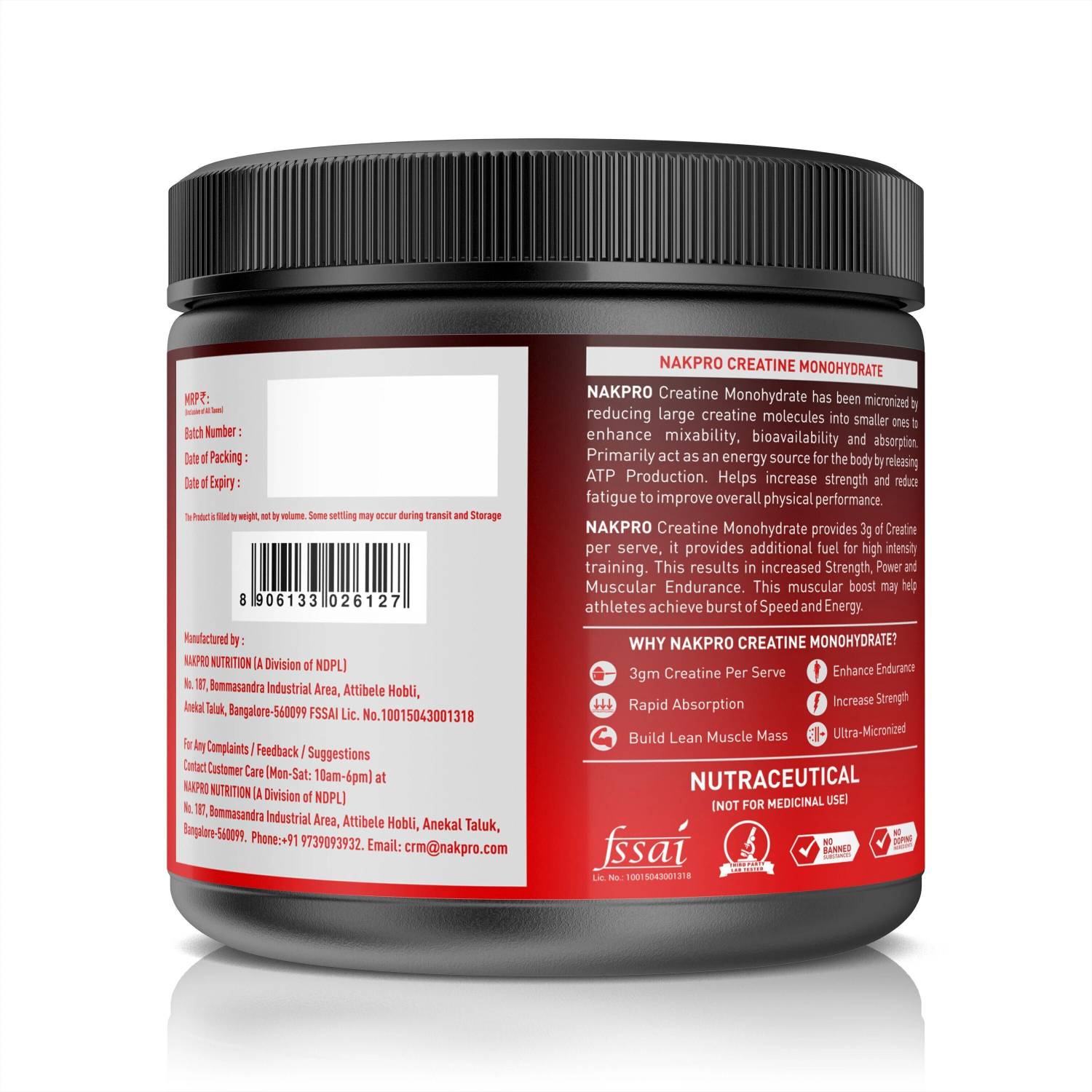 Nakpro Micronized Creatine Monohydrate Jar - Image 2