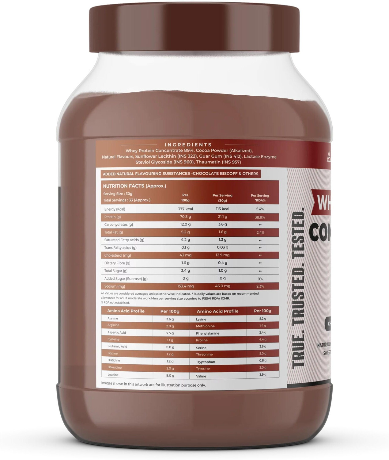 Image of NATURALTEIN Natural Whey Protein Concentrate Chocolate Bis Coff| 1 kg | Naturally Flavored Whey Protein