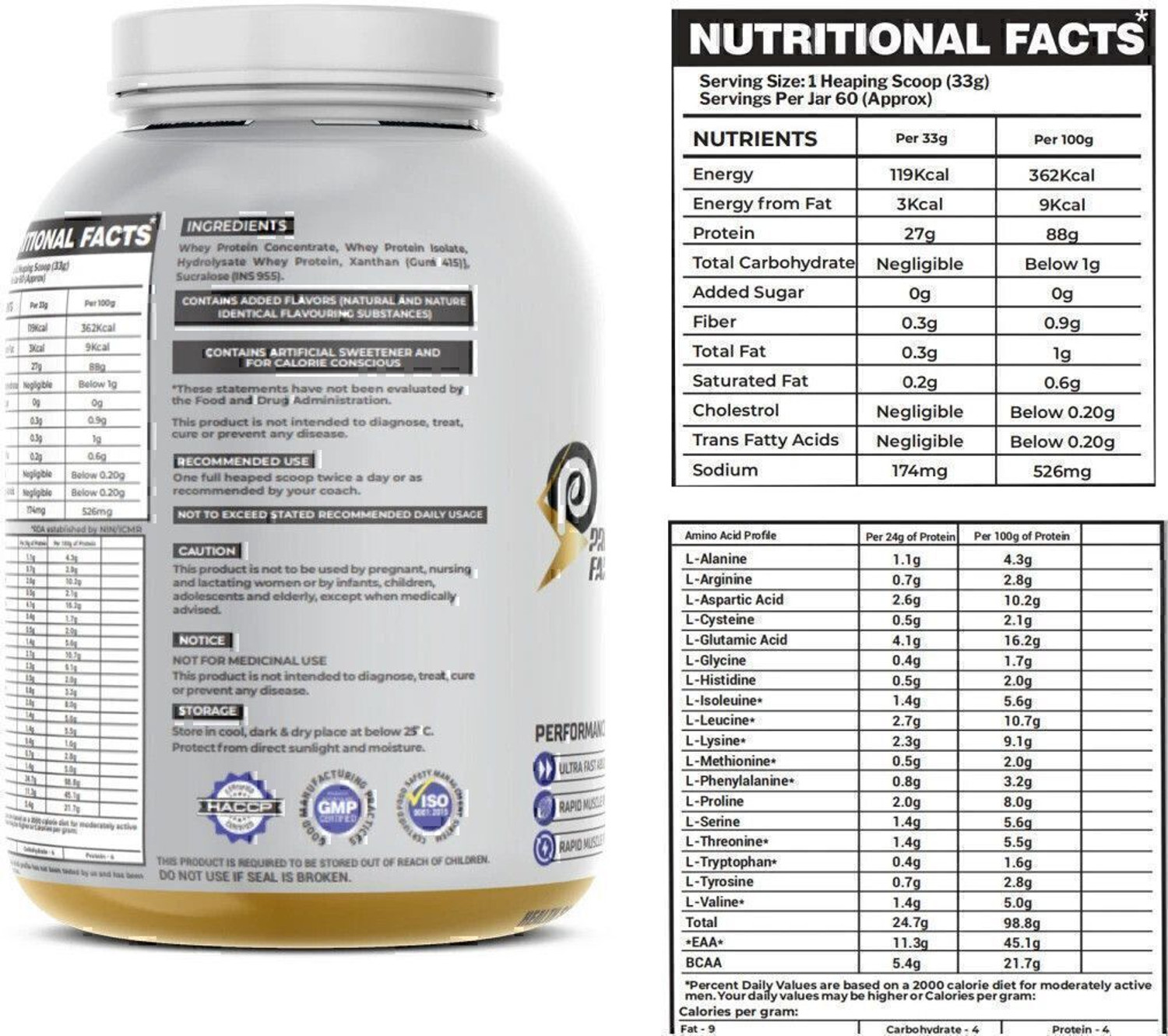 Image of PROTEINFARM PURE WHEY ISOLATE & HYDROLYSED PROTEIN ,0 CARBS,LOW FAT FOR LEAN MUSCLE SUPPORT Whey Protein