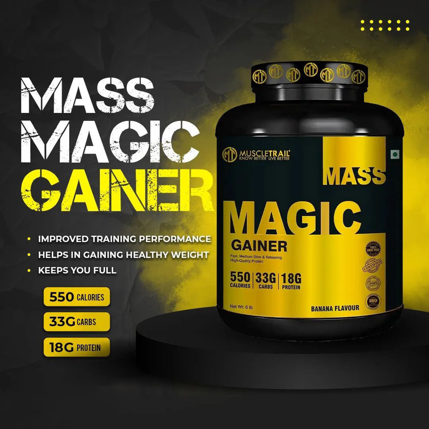 Image of Muscle Trail |550 Calories, 33g Carbs, 18g Protein| Magic Weight Gainers /Mass Gainers
