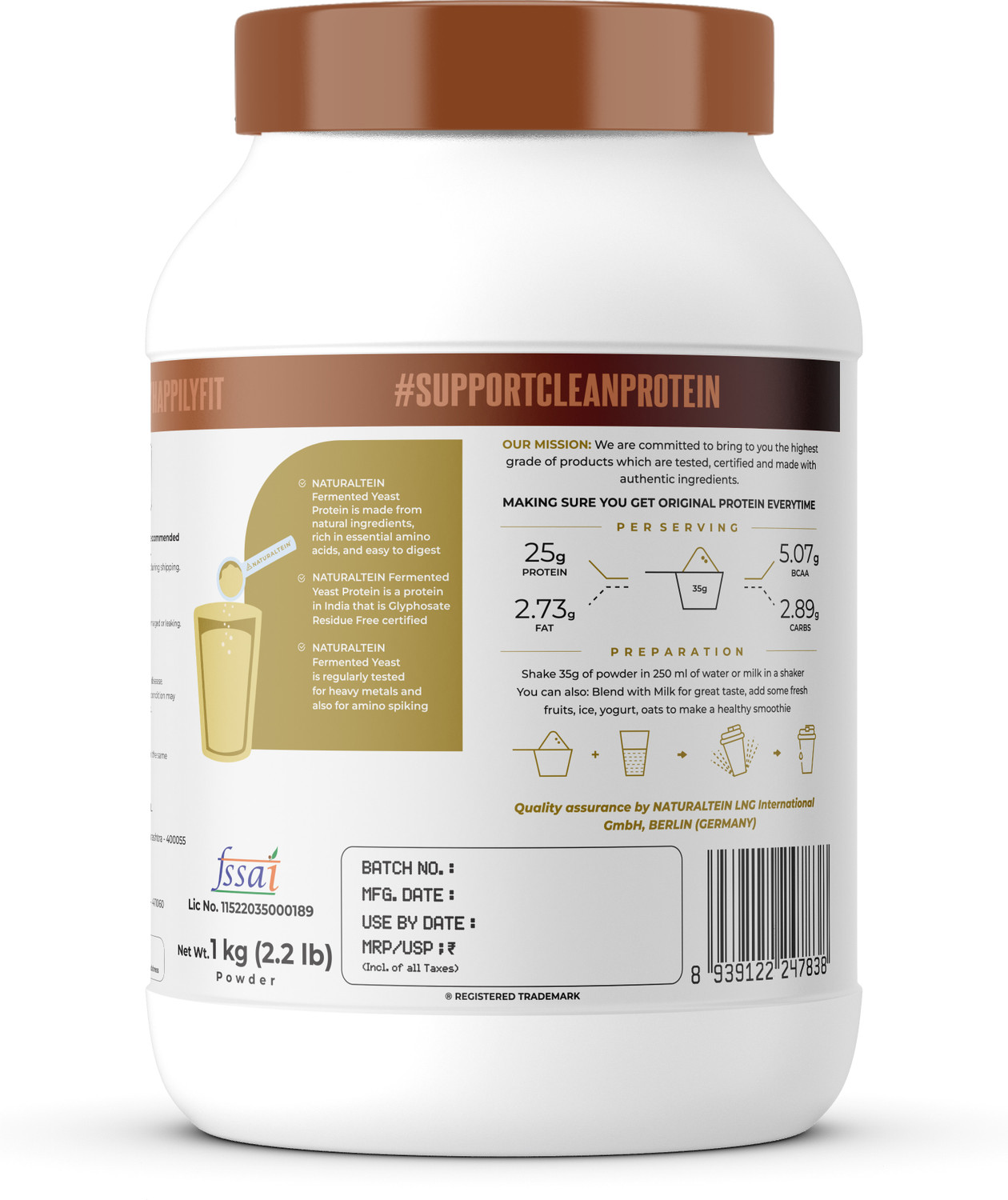 Image of NATURALTEIN Fermented Yeast Protein Powder | 25g Protein Per Scoop | Vegan Plant Protein Plant-Based Protein