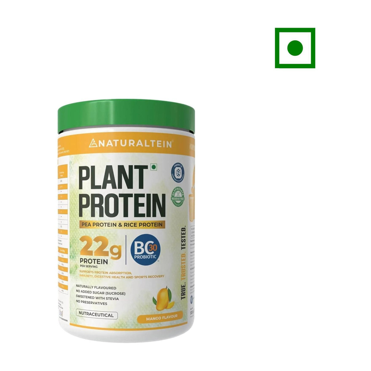 Image of NATURALTEIN Plant Protein - 22g Protein with BC30 Probiotic, No Sugar Plant-Based Protein