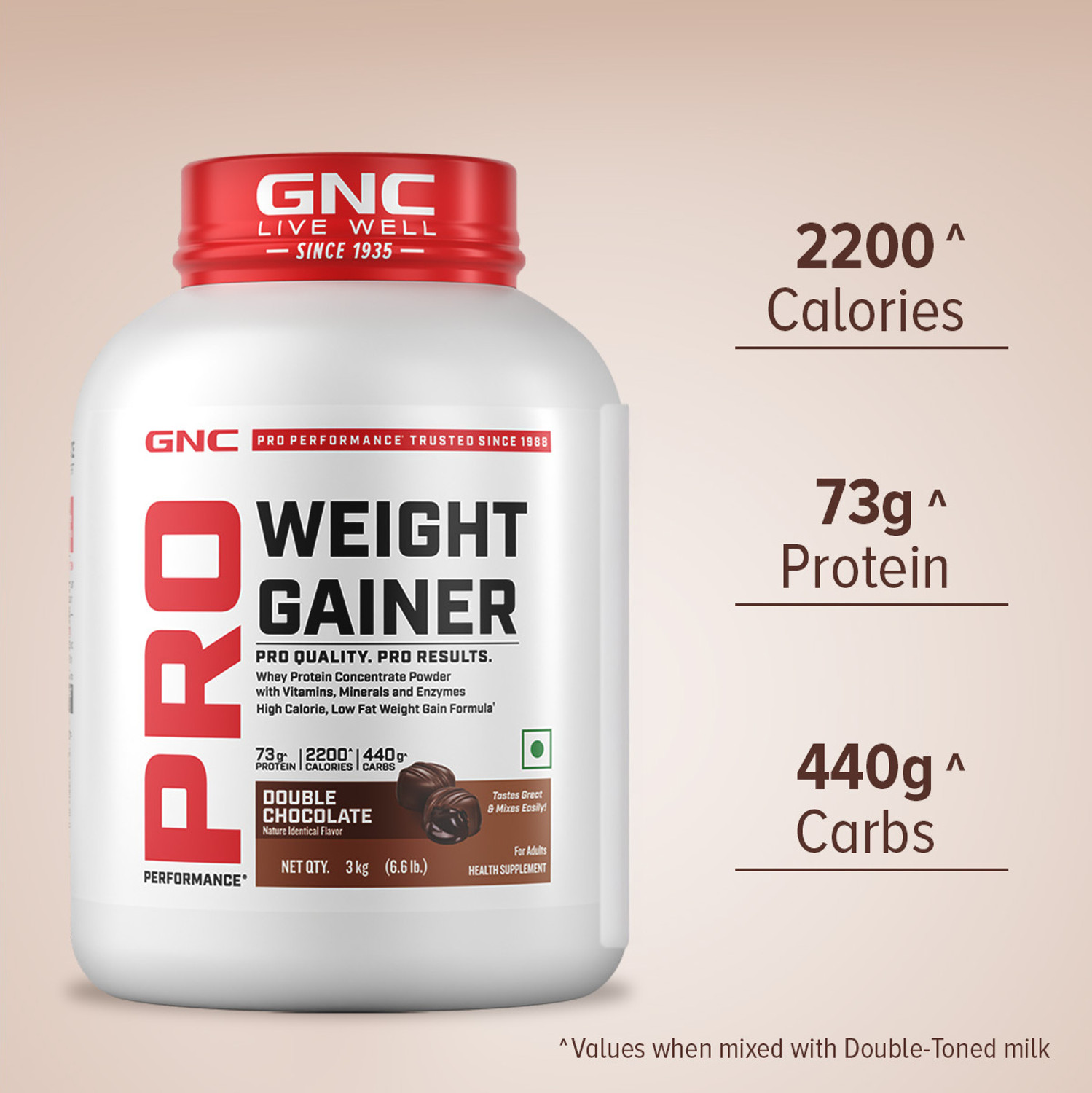Image of GNC Pro Performance Weight Gainers /Mass Gainers (3 kg, Double Chocolate)