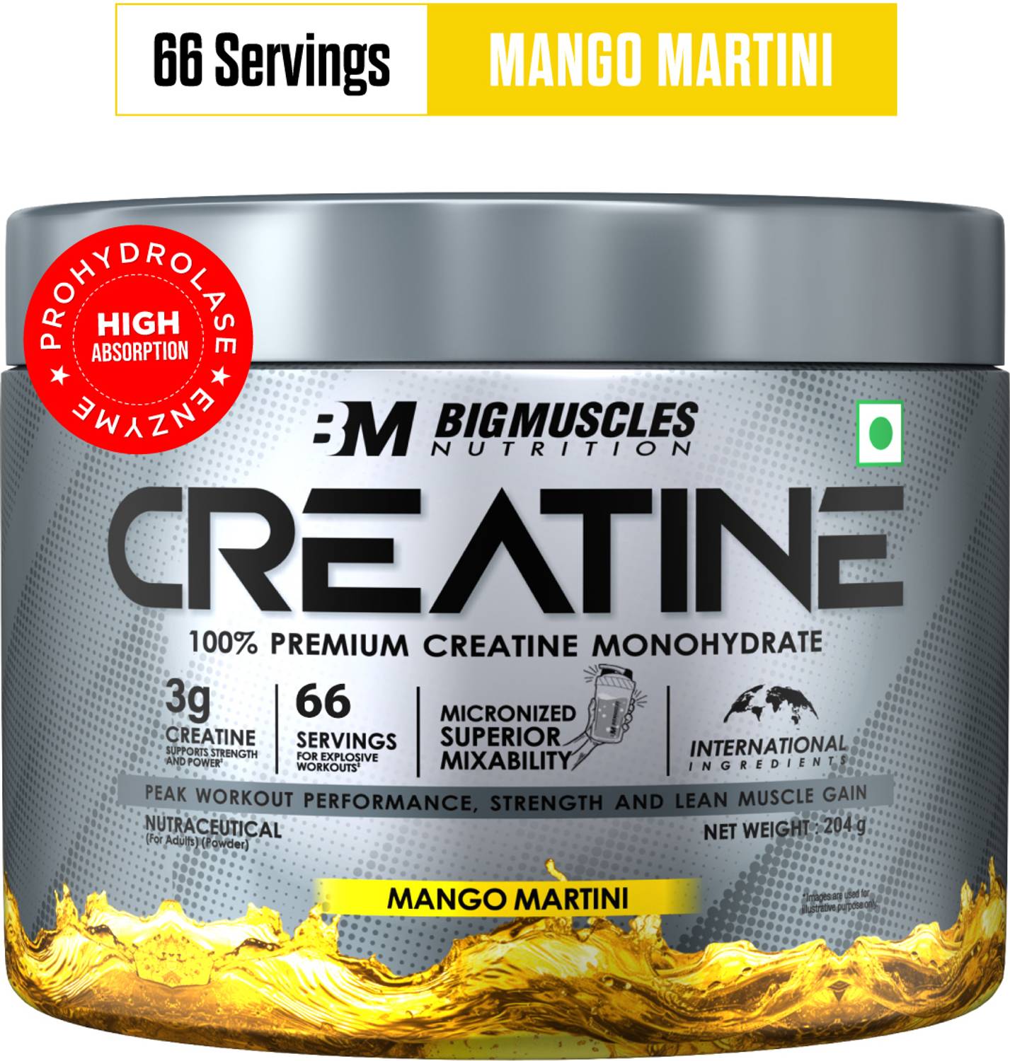 BIGMUSCLES NUTRITION Creatine Monohydrate [66 Servings] | Supports Lean Muscle Building & Recovery | Creatine