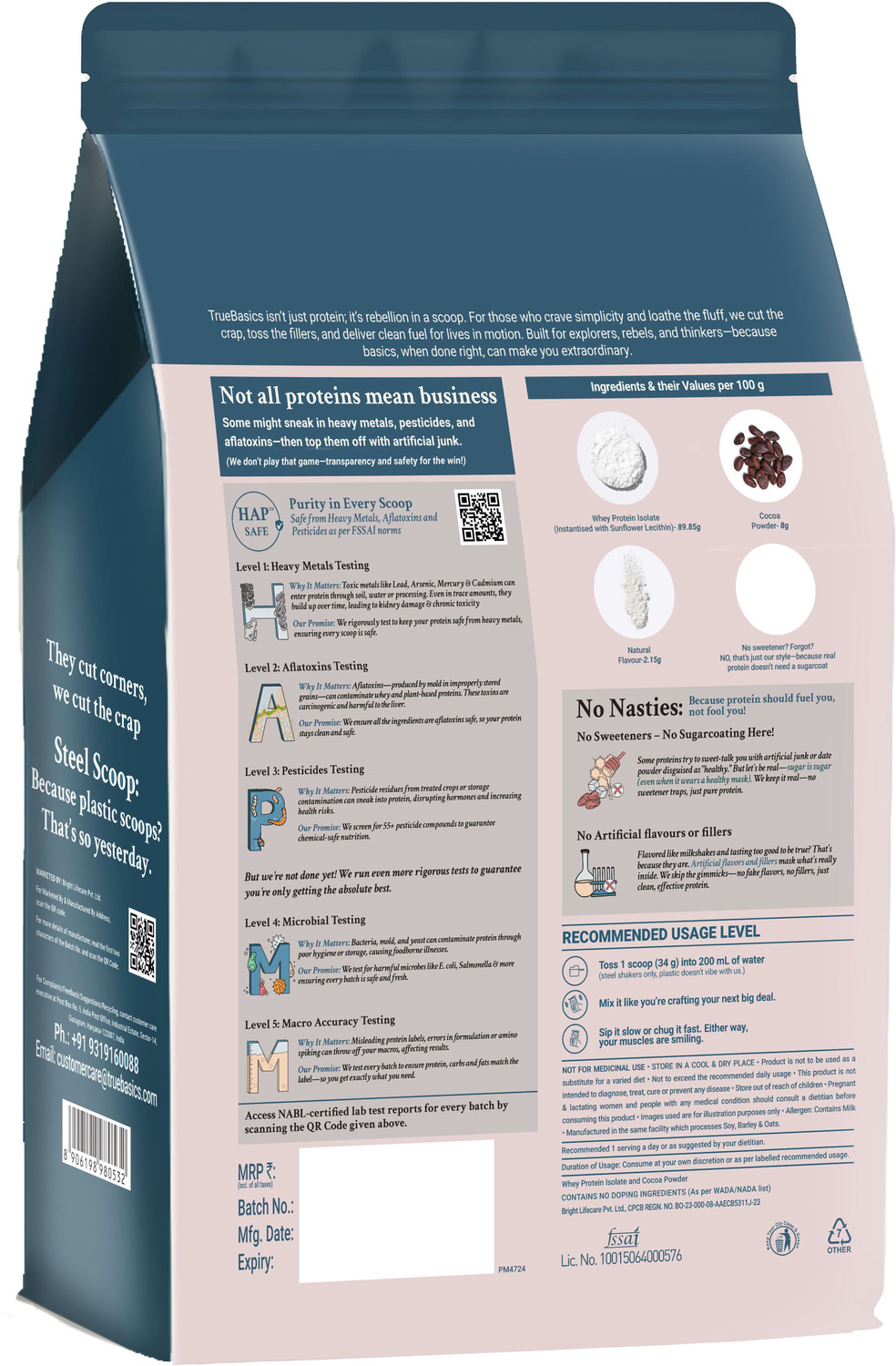 Image of TrueBasics Clean Whey 100% Protein Isolate Powder | 28g Protein per Scoop Whey Protein