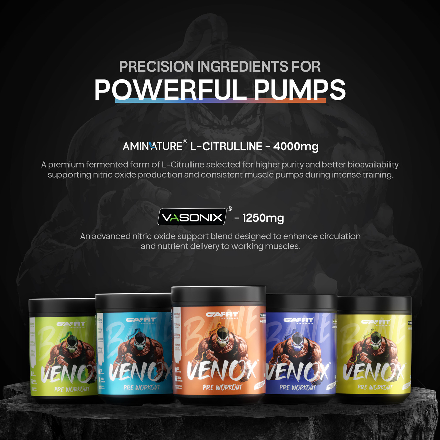 Image of GAFFIT Venox Pre Workout Powder | With Aminature L-Citrulline & Vasonix Pre Workout
