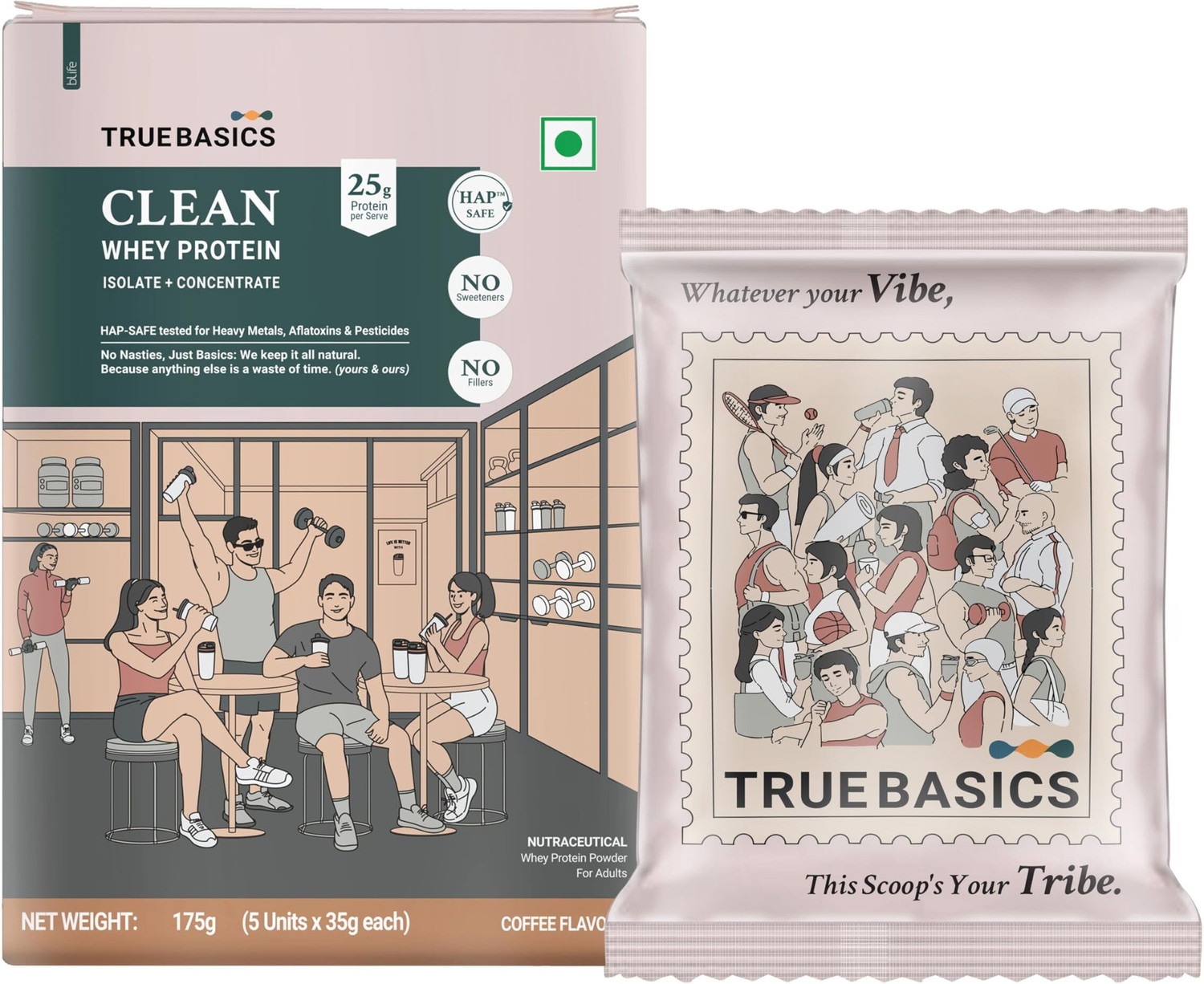 Image of TrueBasics Clean Whey Protein Powder Isolate & Concentrate Blend | 25g Protein per Scoop Whey Protein