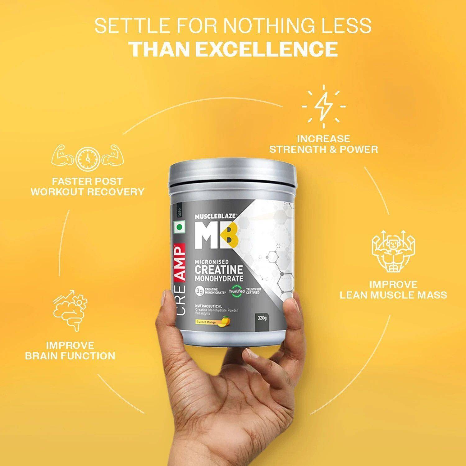 MUSCLEBLAZE Micronised Creatine Monohydrate 320g - Image 3